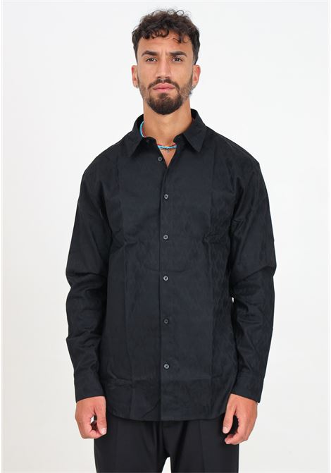 Camicia elegante nera da uomo con monogram all-over ARMANI EXCHANGE | 6DZCL1ZN5XZ1200